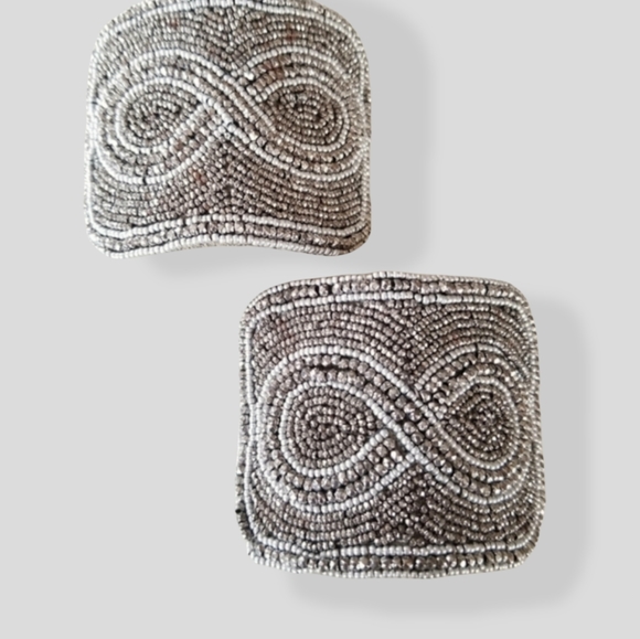 Vintage Antique Art Deco 1920s Made In France Beaded Shoe Clip Buckle Set - Picture 3 of 15